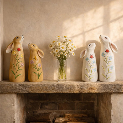 Hand-Painted Spring Bunny Figurines