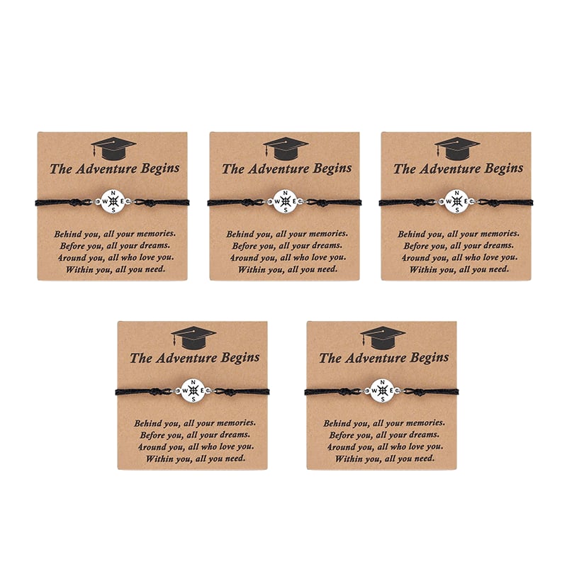 Graduation Compass Bracelet for Class of 2026 – Inspirational Gift for Her Him, High School College 8th Grade Graduate, Stainless Steel with Heartfelt Card & Graduation Cap Box
