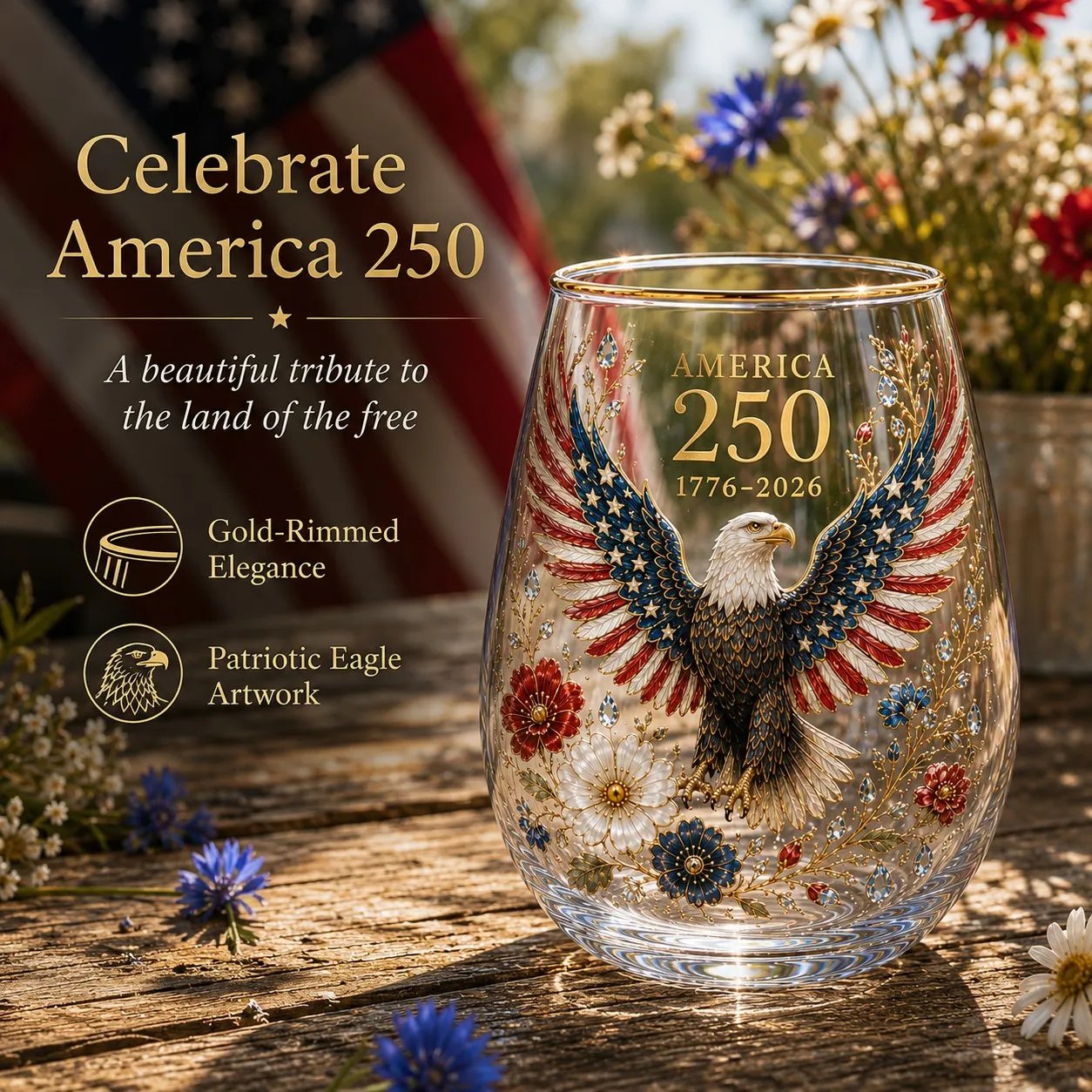 🔥HOT SALE 48% OFF - 🦅 America 250 Eagle Glass Tumbler 🇺🇸 🥂