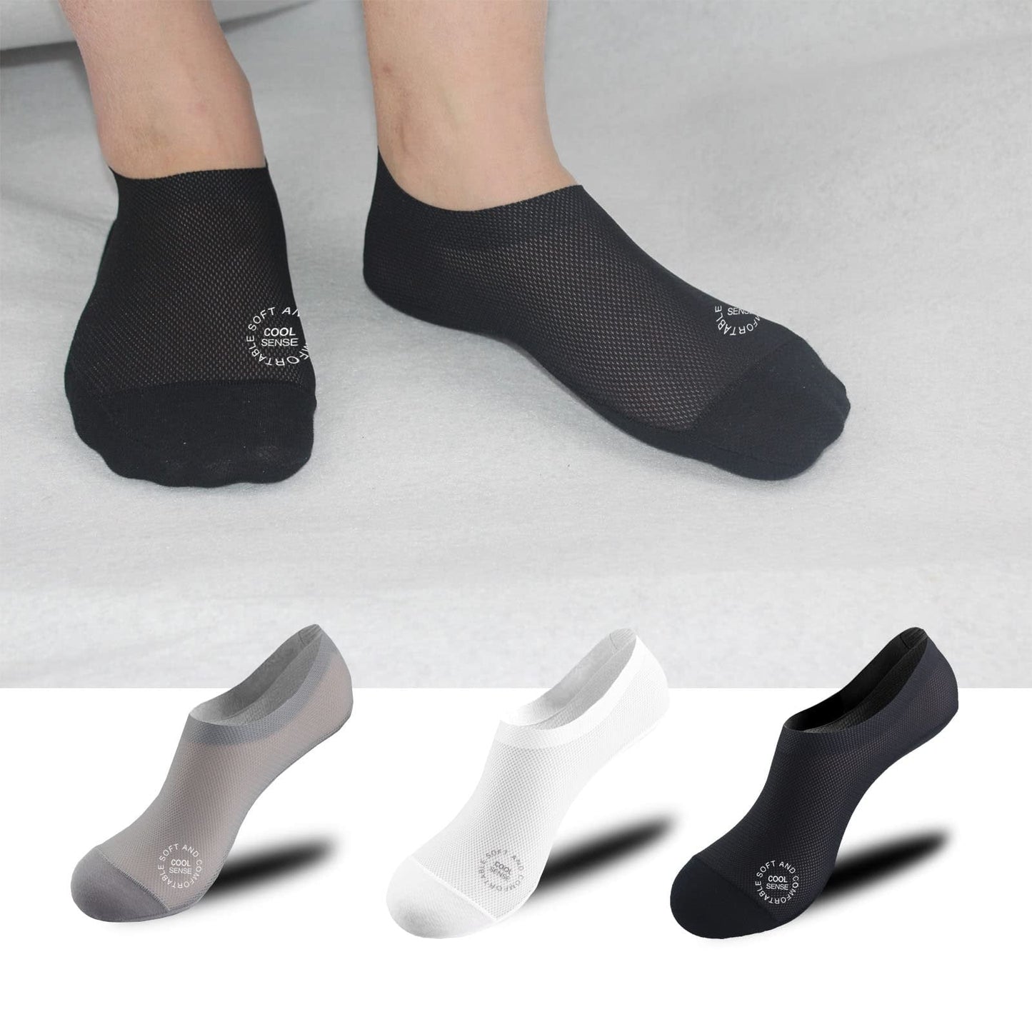 🔥 3-Pair Invisible Grip Socks Pack 🧦 – Breathable Low-Cut Anti-Slip Sweat-Absorbing Design