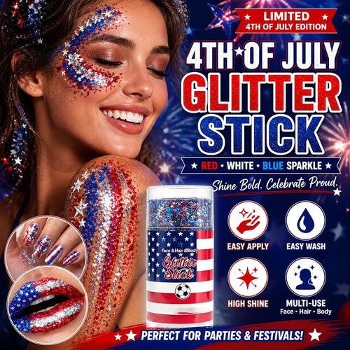 🔥🦅4th of July Glitter Stick✨🔔Red, White & Blue Body & Hair Sparkle