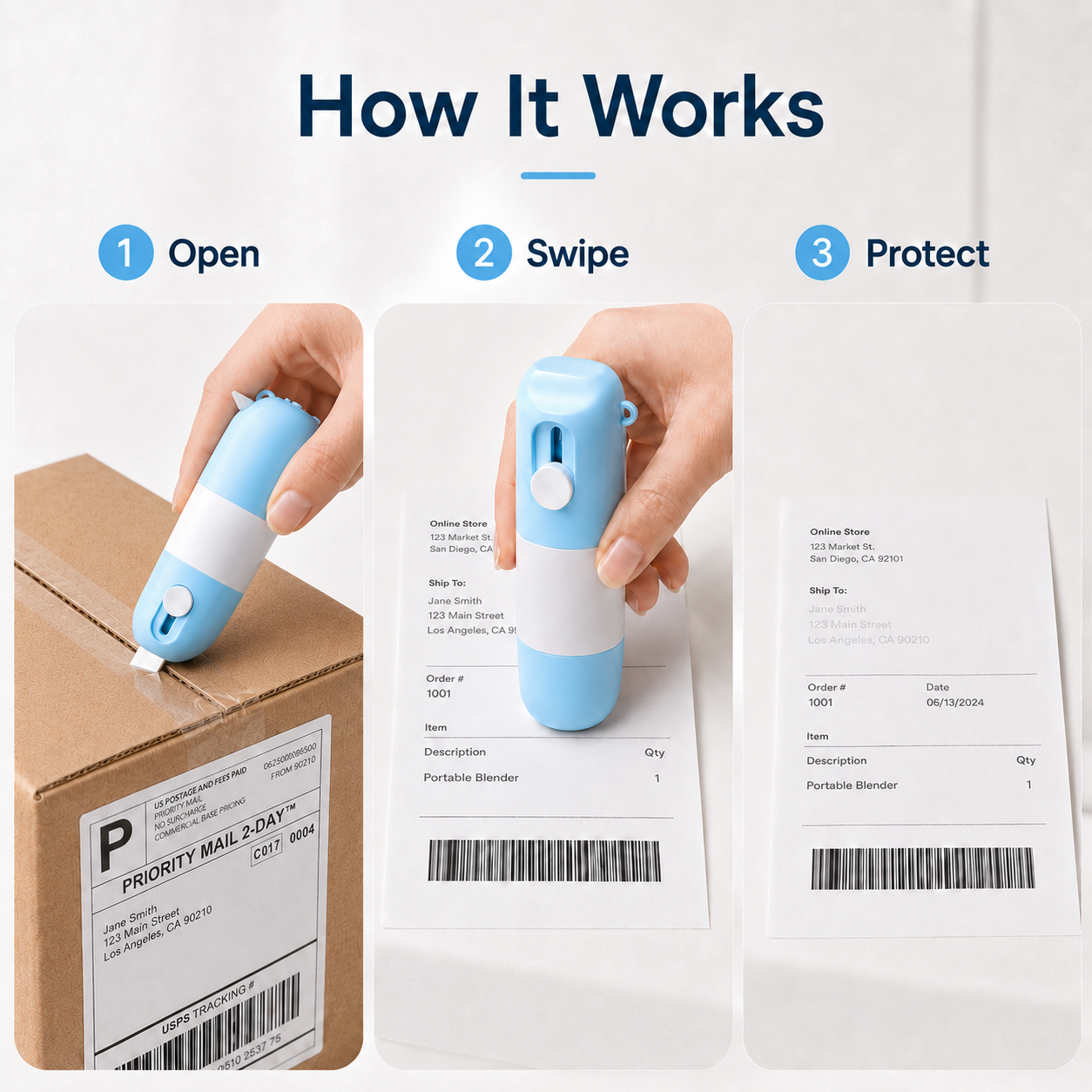 2-in-1 Box Cutter & Thermal Paper Eraser