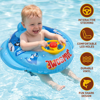 Baby Shark Pool Float with Steering Wheel for Toddlers