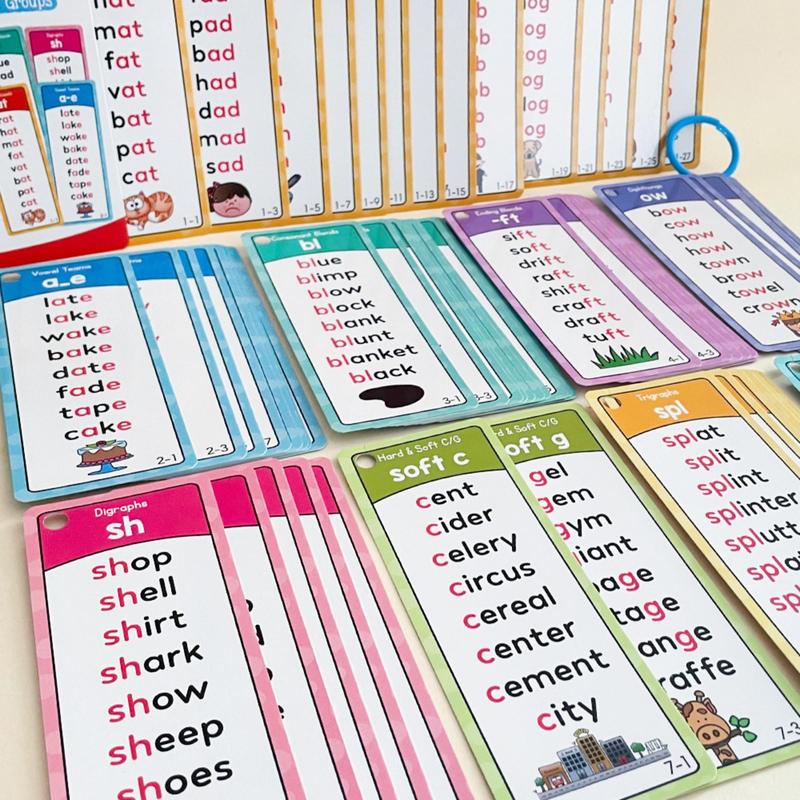 Phonics Word Cards 117 Sound Groups 900+ Rhyming Words Preschool English Discovery Joy