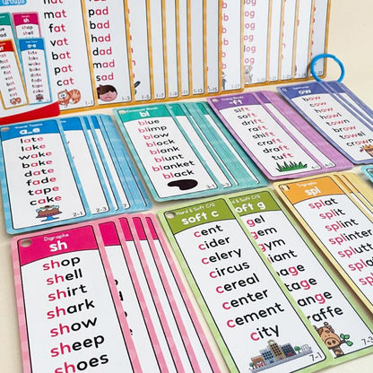 Phonics Word Cards 117 Sound Groups 900+ Rhyming Words Preschool English Discovery Joy