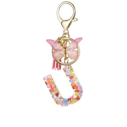 🔥Butterfly Letter Keychain Tassel Design Vibrant Durable Lightweight Gift(2 pcs)