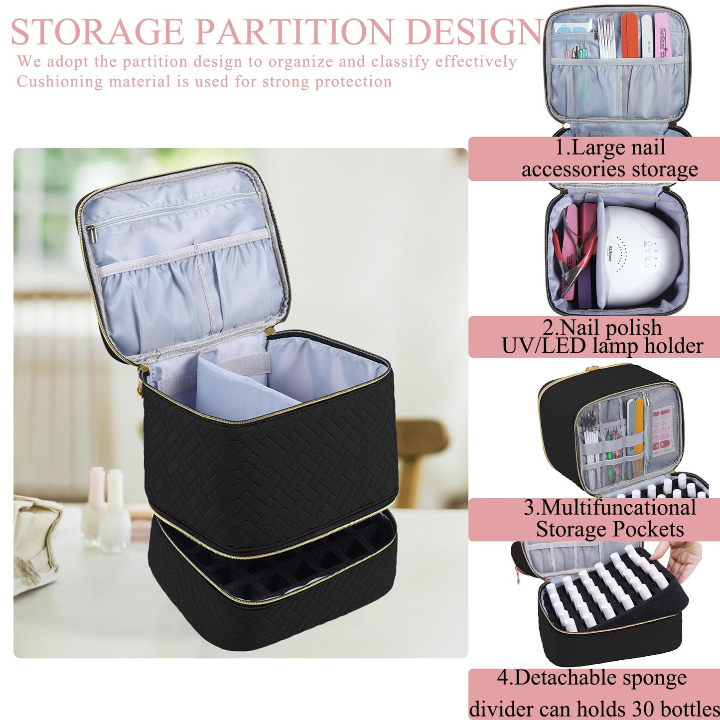 Double Layer Nail Polish Organizer Case