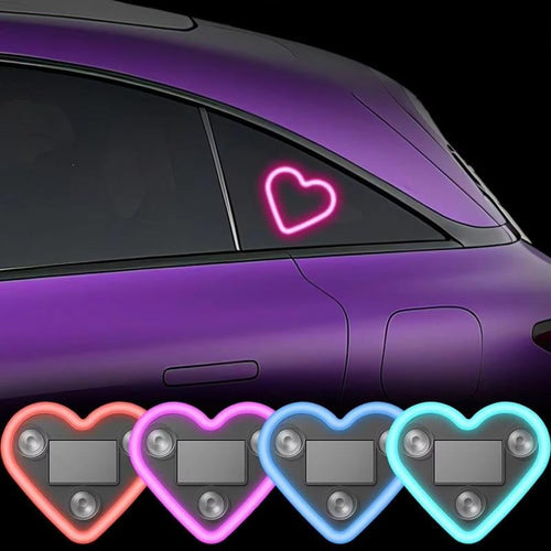Solar Powered Wireless LED Heart Shape C-Pillar Neon Light