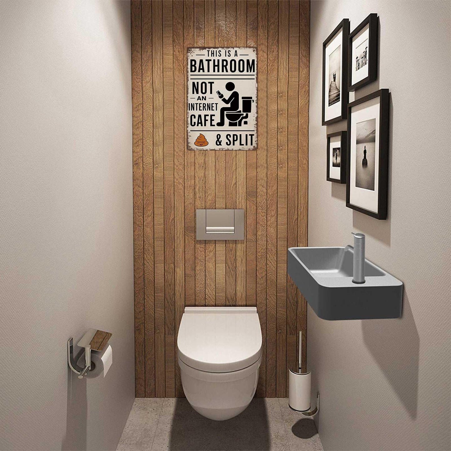 Funny Vintage Metal Bathroom Sign