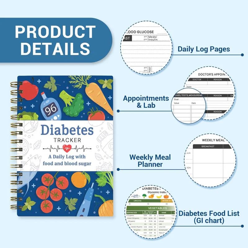 📘✨Special for Diabetes - Diabetes Tracker Book with Food List