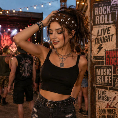 🖤 Punk Rivet Fashion Headband ⚡