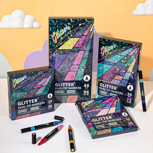 🎨24/48/72/96 Colors Glitter Effect Brush Markers