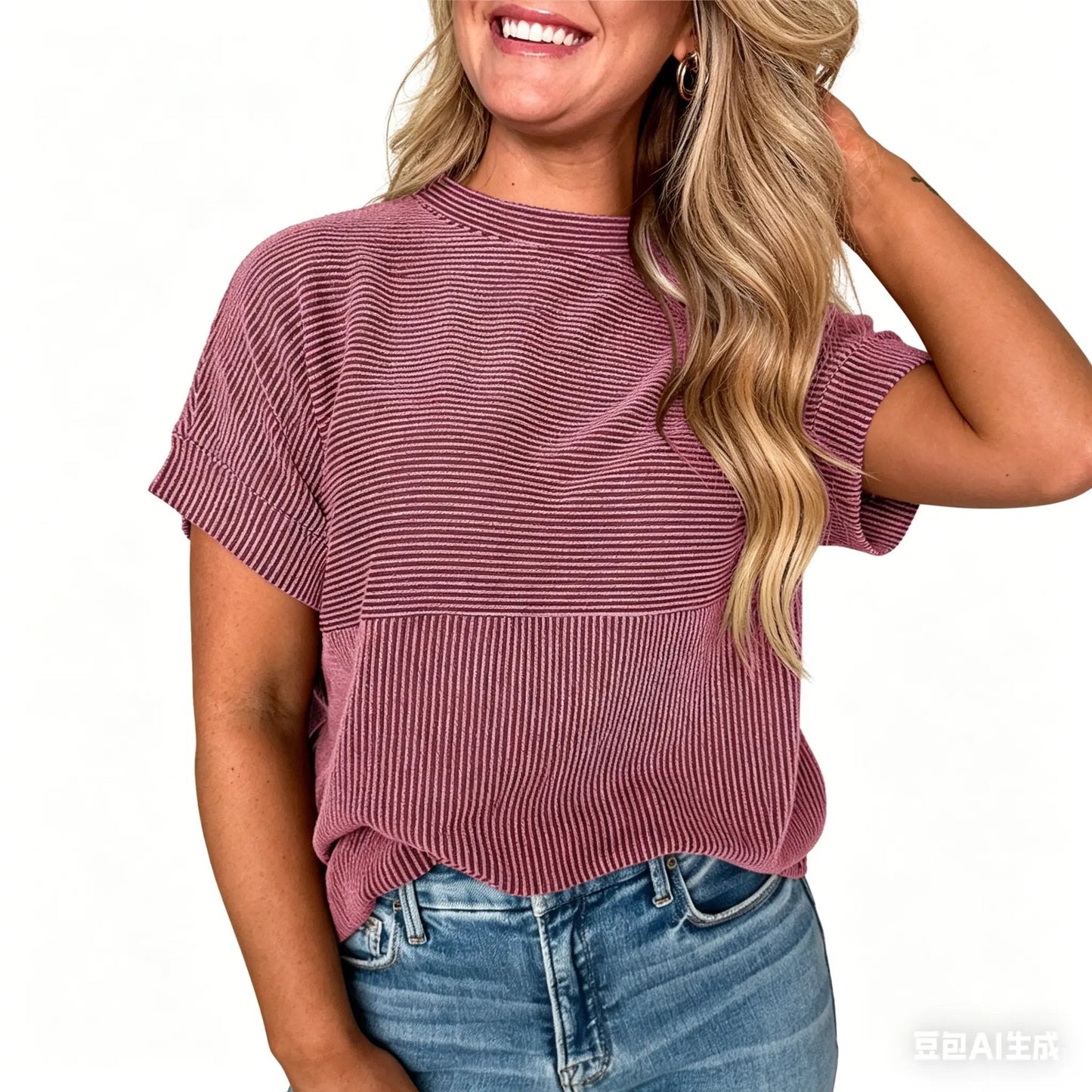 🌞 Women's Solid Short Sleeve Striped T-Shirt | 2026 Summer Collection 🌞