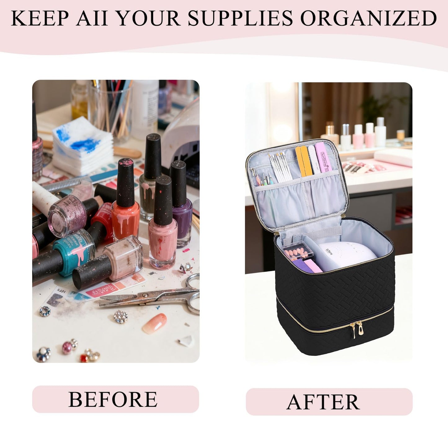 Double Layer Nail Polish Organizer Case