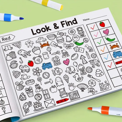 ✍️🧠Interactive Look & Find Coloring Book - ✨Ages 3+, 1000+ Pictures, Preschool Learning & Family Fun