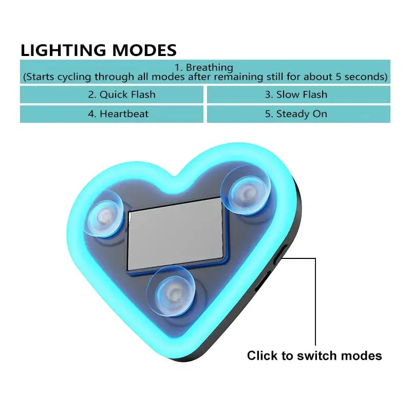 Solar Powered Wireless LED Heart Shape C-Pillar Neon Light
