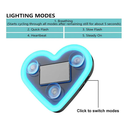 Solar Powered Wireless LED Heart Shape C-Pillar Neon Light