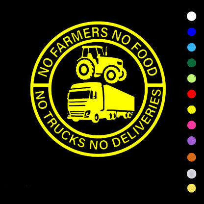 🔥No Farmers No Food No Trucks No Deliveries Vinyl Sticker – 140mm Decal
