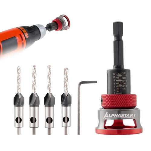 🔥Countersink Drill Bit Set with Depth Stop 4PCS, HCS Four Blades🛠️