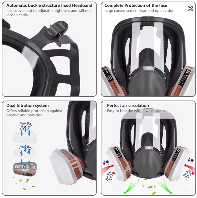 Full-face self-filtering respirator for protection against dust and toxic substances