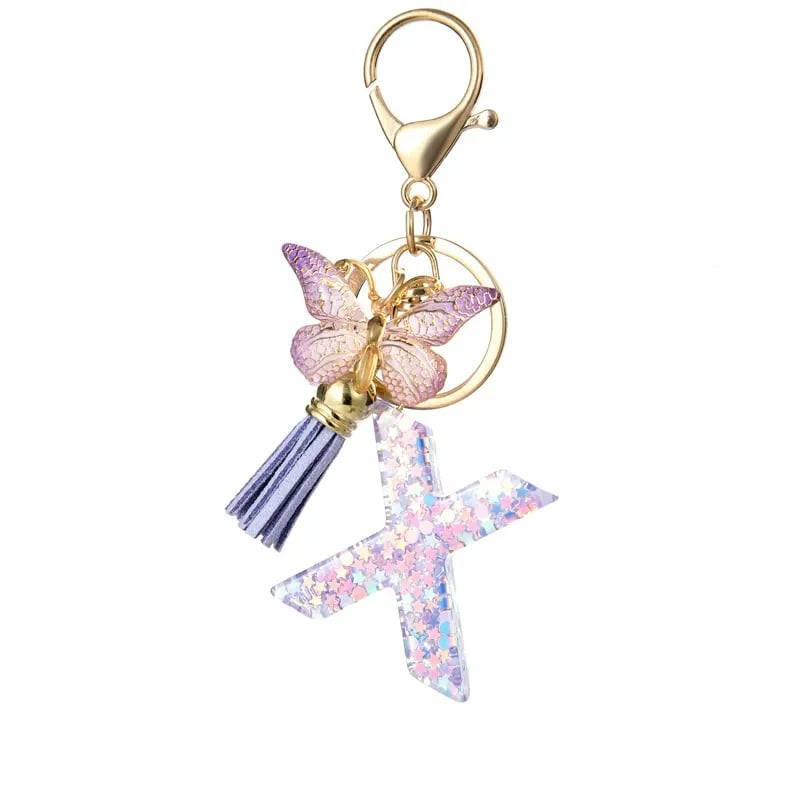 🔥Butterfly Letter Keychain Tassel Design Vibrant Durable Lightweight Gift(2 pcs)