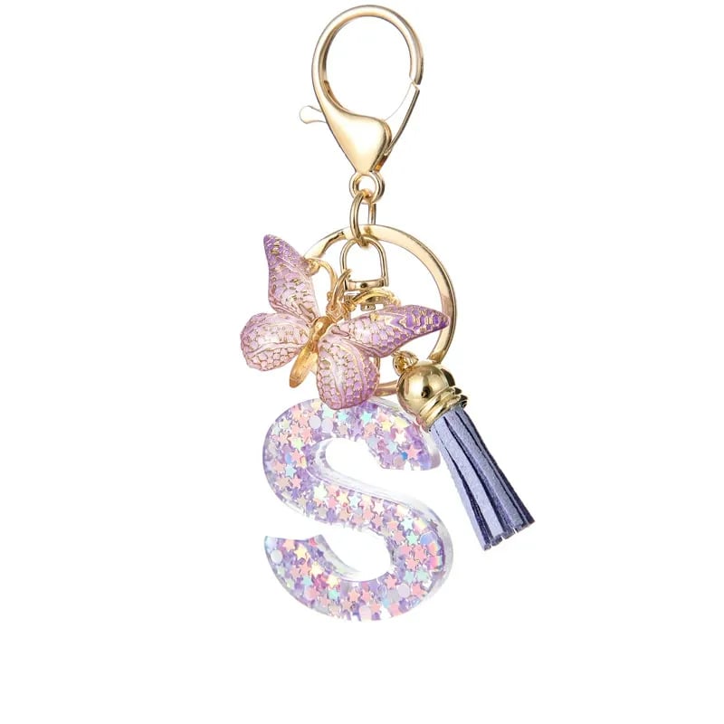 🔥Butterfly Letter Keychain Tassel Design Vibrant Durable Lightweight Gift(2 pcs)