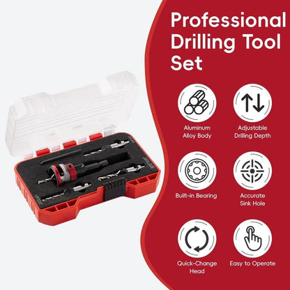 🔥Countersink Drill Bit Set with Depth Stop 4PCS, HCS Four Blades🛠️