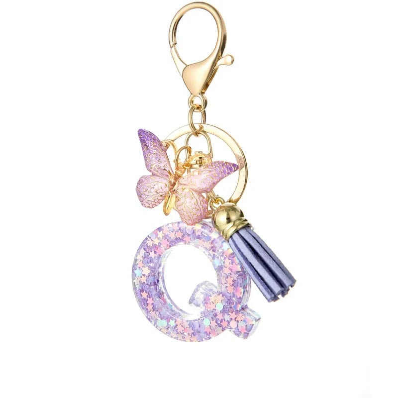 🔥Butterfly Letter Keychain Tassel Design Vibrant Durable Lightweight Gift(2 pcs)