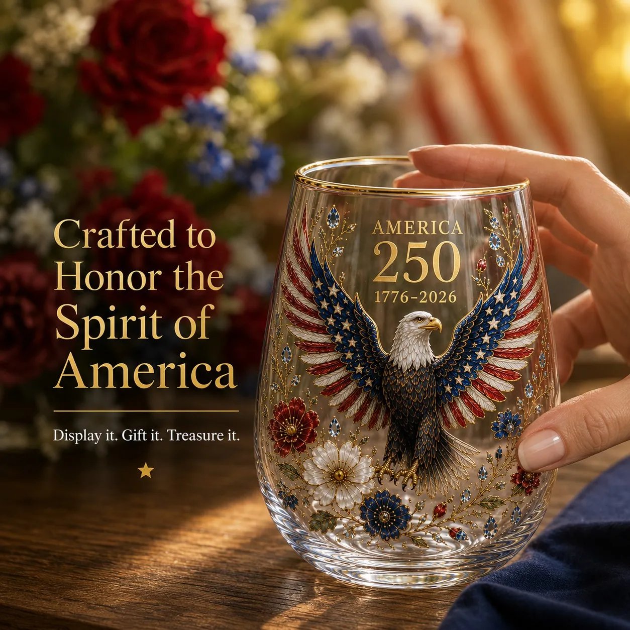 🔥HOT SALE 48% OFF - 🦅 America 250 Eagle Glass Tumbler 🇺🇸 🥂