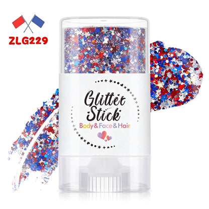 🔥🦅4th of July Glitter Stick✨🔔Red, White & Blue Body & Hair Sparkle