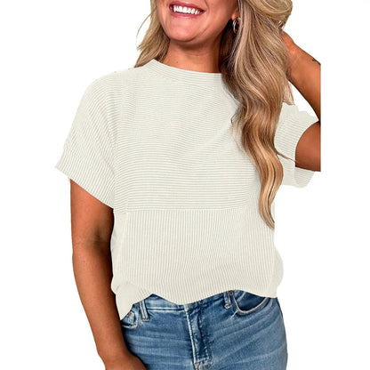 🌞 Women's Solid Short Sleeve Striped T-Shirt | 2026 Summer Collection 🌞