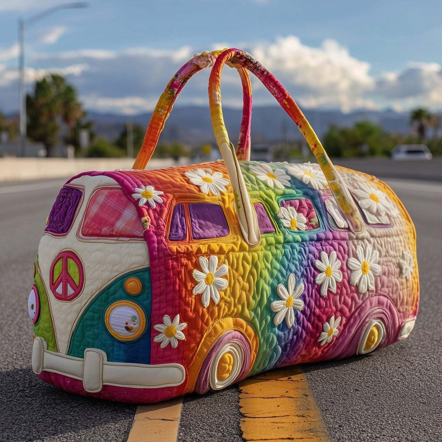 Hippie Van Quilted Duffle Bag