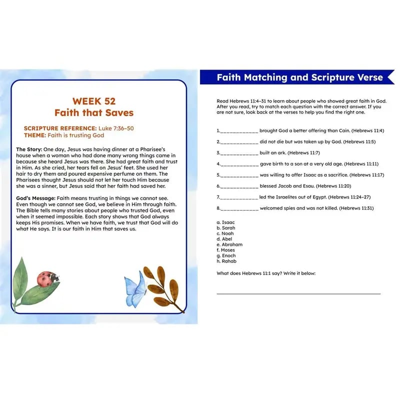 Bible Study Workbook for Kids Notbook