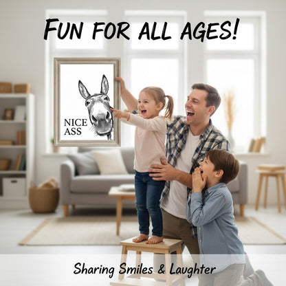Funny Bathroom Wall Art - "Nice Ass" Donkey Print