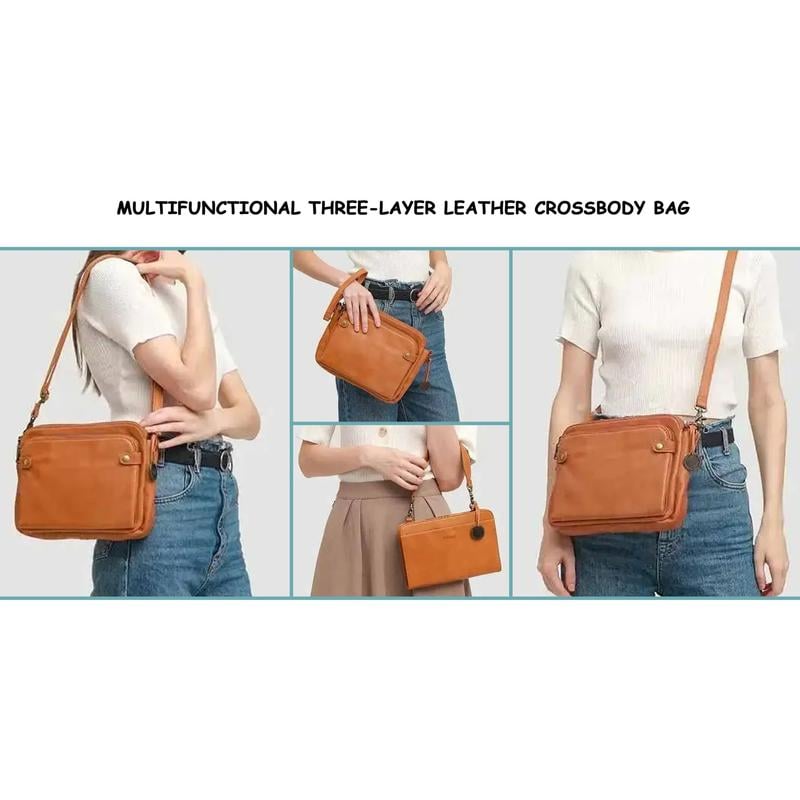 🔥Limited Time 49% Off✨Multifunctional Three-Layer Clutch Vegan Leather Crossbody Bag