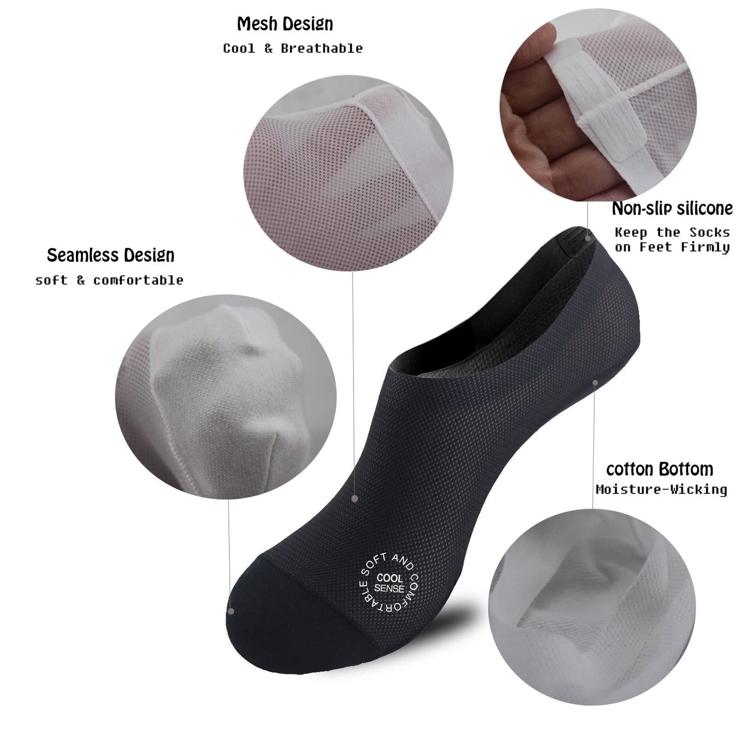 🔥 3-Pair Invisible Grip Socks Pack 🧦 – Breathable Low-Cut Anti-Slip Sweat-Absorbing Design