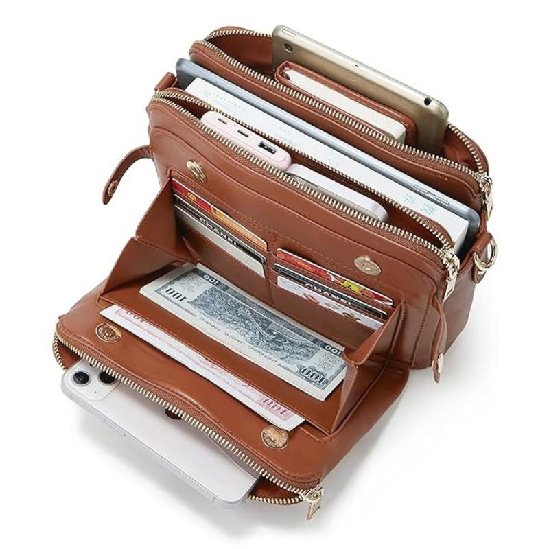 🔥Limited Time 49% Off✨Multifunctional Three-Layer Clutch Vegan Leather Crossbody Bag