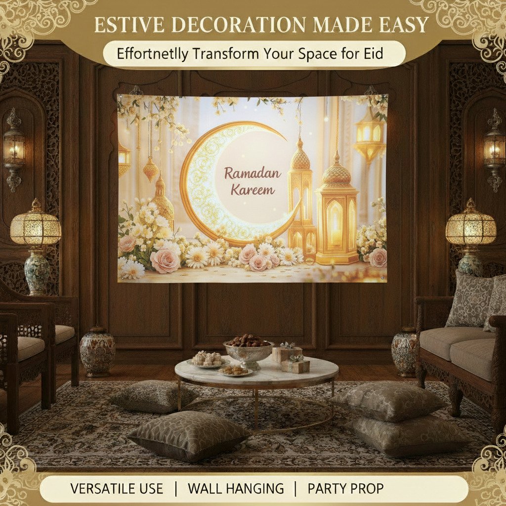 Large Ramadan Kareem Eid Wall Cloth Decor