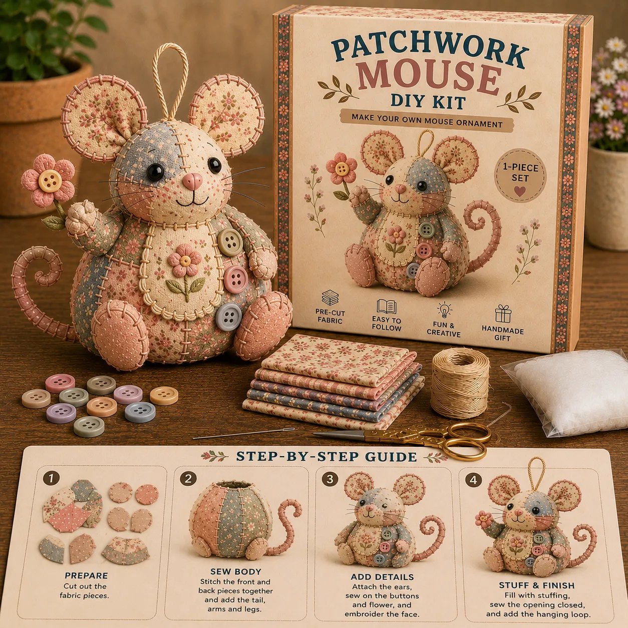 ⏳LIMITED TIME SALE 49% OFF🐭🧵 Patchwork Mouse DIY Kit