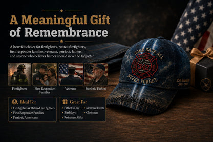 🔥Never Forget 343 Memorial Cap – Embroidered Tribute Design🧢(Breathable & Lightweight Comfort & Unisex Fit)