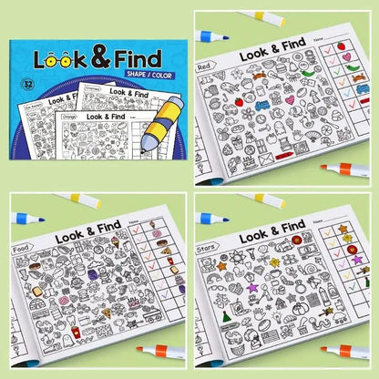 ✍️🧠Interactive Look & Find Coloring Book - ✨Ages 3+, 1000+ Pictures, Preschool Learning & Family Fun