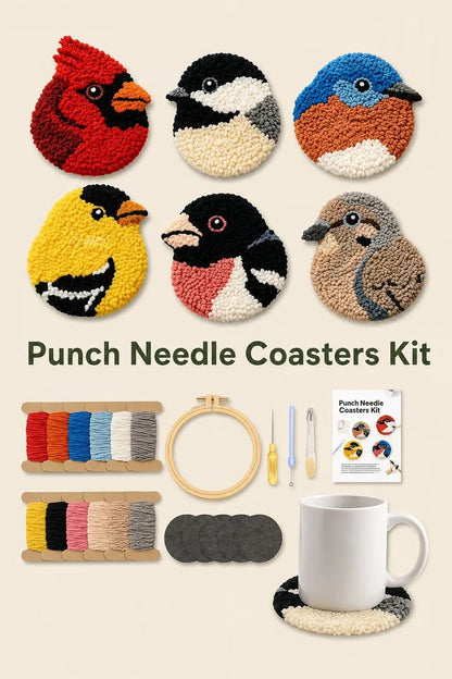 🧵Beginner-Friendly🐦DIY Bird Coasters Punch Needle Kit