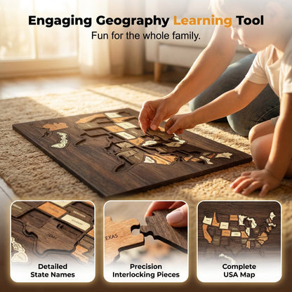 ❤️Wooden USA Travel Map Puzzle🧩A Stylish Way to Track Your Journey & Memories