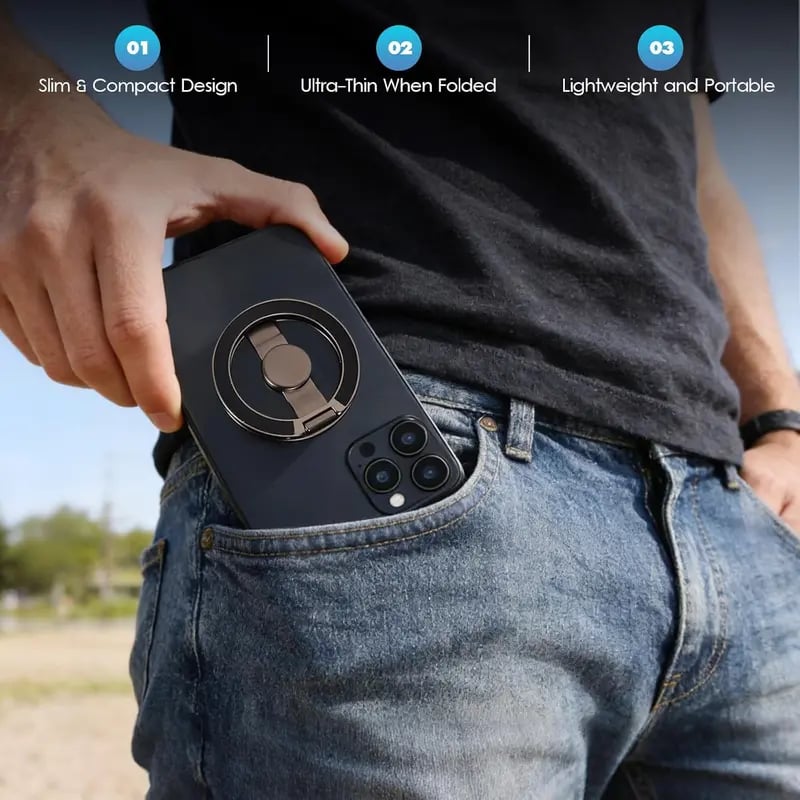 MAGNETIC RING - 2-in-1 Phone Stand & Fidget Spinner Combo, Dual Magnetic Ring Stand, Foldable, 360° Rotation