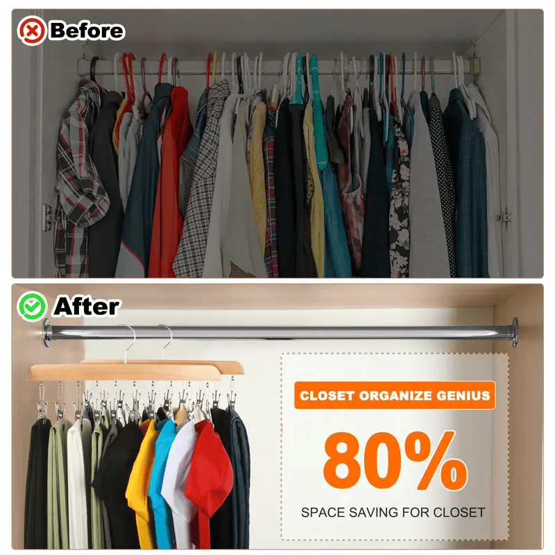 🔥Closet Organizer with 10 Clips - Space Saving Hanging Closet Organizer