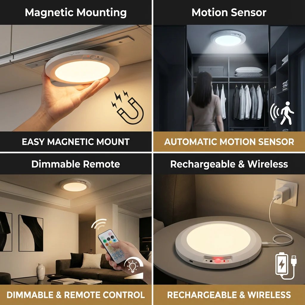 ✨Dimmable rechargeable ceiling light with motion sensor – magnetic & wireless