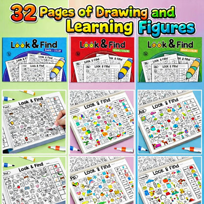 ✍️🧠Interactive Look & Find Coloring Book - ✨Ages 3+, 1000+ Pictures, Preschool Learning & Family Fun