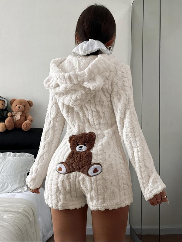 🧸Women's Cute Teddy Bear Embroidered Hooded Fleece Sweatshirt