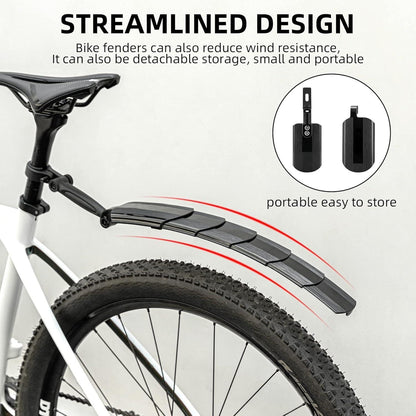 🚲Retractable Bike Mudguards - Adjustable Fender Set for MTB & Road Bikes - Instant Mud & Splash Protection