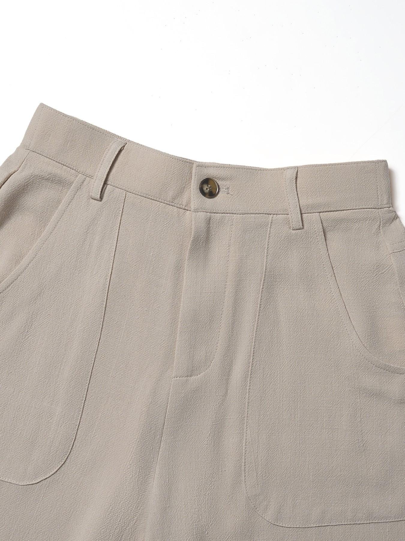 Women's Cotton Linen Palazzo Pants Summer Flowy Wide Straight Leg Beach Trousers With Pocket